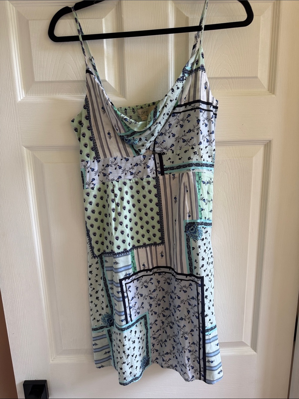 LOFT Mint Patchwork Cowl Neck Mini Dress